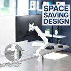 VIVO Articulating Single 17 to 27 inch Pneumatic Spring Arm Clamp-on Desk Mount Stand | Fits 1 Monitor Screen with Max VESA 100x100, White (STAND-V101OW)