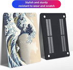 Compatible with MacBook Air 13 Inch Case 2017 2016 2015 2014 2013 2012 2011 2010 Release A1466/A1369, Plastic Hard Shell Case & Keyboard Cover & Screen Protector - Kanagawa Japan Wave