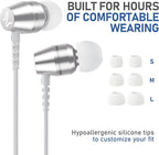 LUDOS OMNITONE Wired Earbuds in-Ear Headphones, 5 Years Warranty, Earphones with Microphone, 3.5 mm Jack Corded Ear Buds, Videoconference for iPhone, Samsung, Laptop, Kids, School Students - White