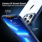 SPIDERCASE for iPhone 13 Pro Max Case, [Crystal Clear Not Yellowing], Slim Thin Phone Case Cell Phone Case & Cover Bundles, Blue/Clear
