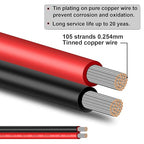 10 Gauge Wire 20FT Tinned Copper Wire-2 Conductor Parallel Wire Insulated Stranded Wire for Solar Panel Car Audio Automotive, Low Voltage Electrical Wire for LED Lighting (10AWG 20FT)