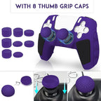 SIKEMAY Anti-Slip PS5 Controller Skin, Soft Thicken Non-Slip Silicone Gel Protective Cover Case for PlayStation 5, 2 Pack with 8 x Thumb Grip Caps