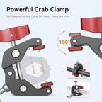 Camera Clamp Mount & 360°Ball Head Magic Arm with Adapter for Go pro, Aluminum Double Ball Head Adapters, Heavy Duty Super Clamp with 1/4"-20 & 3/8"-16 Thread -SJ008