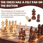 Wooden Magnetic Chess Set –15-Inch Foldable Wooden Chess Board with Magnetic Pieces, Portable Travel Chess Set for Adults and Kids, Classic Board Game with 2 Extra Queen