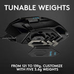 Logitech G502 HERO High Performance Wired Gaming Mouse, HERO 25K Sensor, 25,600 DPI, RGB, Adjustable Weights, 11 Buttons, On-Board Memory, PC/Mac