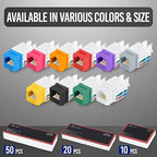 Everest 45° Angled RJ45 Cat6 Keystone Jacks 10-Pack in Pink - Slim Profile Female RJ45 Connectors - Cat 6 Keystone Jack - Compatible with 45° Angled Speed Termination Tool - 45Term (B0BL3GS7ZY)