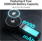 JISULIFE Handheld Fan Life7 – Ultimate Flexibility: High-Power Motor, LED Display, 19.5 Hrs Cooling, 5000mAh Rechargeable, 5-Speed, Foldable Design, 3-IN-1 Portable Fan for Travel Cruise Beach(Black)