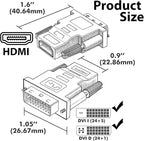 DVI to HDMI Adapter, 2-Pack – Bi-Directional DVI-D Male to HDMI Female Converter – 4K/30Hz UHD Video Support for Monitor, HDTV, Projector, PC, PS4, Laptop – Gold-Plated Connectors