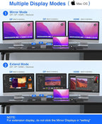 TOTU Upgraded Universal USB-C 4K Triple Display Docking Station with Charging Support for MacBook Pro & Windows Type C Systems (2 4K DP, HDMI, 6 USB Ports, 60W USB PD),Extended Display for macOS