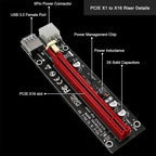GPU Riser for Ethereum Mining Rigs, PCIE Risers for ETH Mining Rigs, 6PCS Black