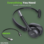 GEARit Wireless Bluetooth Headset with Mic - Multipoint Dual Connect, Noise Cancelling Trucker Headset for Phone Calls - All-Day Talk Time - Headphone with Microphone & Mute Button for Office Work