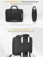 15-16 Inch Laptop Shoulder Bag Business Briefcase Water Resistant Computer Messenger Bags Compatible with MacBook Pro 16, MacBook Air 15 M4, HP, Dell, ASUS Notebook, Black
