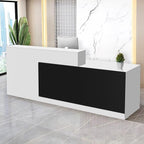 Reception Desk with Counter Modern Checkout Counter with Lockable Drawer Keyboard Tray Receptionist Desk for Office Salon Reception Table E Right 59inch/150cm