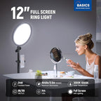 NEEWER Basics 12" 24W Large Ring Light with 68" Stand/Phone Holder/Remote for iPhone Video Recording Selfie Streaming Makeup Studio Photography, 3000K-6500K CRI98 Full Screen LED Panel Lighting, BR13
