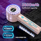 2pcs Portable Handheld Turbo Fan with 7000rpm High-Speed Motor USB Rechargeable Cooling Personal Fan 4-Speed, 4-16H Runtime, with Lanyard for Outdoor Travel, Women, Kids, Summer Gift