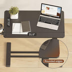 FLEXISPOT Mobile Standing Desk with Wheels Pneumatic Laptop Desk Rolling Computer Cart Movable Height Adjustable Small Sit Stand Workstation Home Use (31.5" W x 17.7" D, Black)