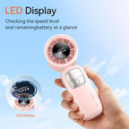3-in-1 Portable Handheld Turbo Fan-100 Speeds, 15000 RPM, 10Hrs Cooling, LED Display, 90° Rotation, USB Rechargeable Battery Powered, Mini Foldable Hand Held Personal Fan for Women Men (Pink)