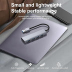 USB Hub, USB 3.0 Hub Aluminum Alloy Ultra Slim USB Splitter, Portable 4 Port USB Extender, USB Hub for Laptop, PC, MacBook, iMac, Surface Pro, Mac Pro, Flash Drive, XPS 【Grey】