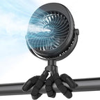 Misting Baby Stroller Fan, 4000mAh Rechargeable Battery Operated, 270°Pivoting, 15H Cooling,50ml Portable Water Sprayer Misting Fan with Flexible Tripod Clip on Car Seat Crib Treadmill Bunk Bed