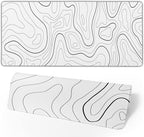White Mouse Pad Large XL Gaming Mouse Pad for Desk Topographic Mouse Pad Desk Pad Gaming Mouse Pad White Desk Mat Extended Black and White White Topo Mousepad White Topographic Mouse Pad Full Size