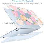 MEEgoodo Case for MacBook Air M4/M3/M2 13.6 inch 2025 2024 2022, Fit Model A3240 A3113 A2681, Compatible with MacBook Air 13 inch, Laptop Hard Shell Case with Keyboard Cover, Cute Drawn Strawberries