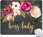 Mouse Pad, Cute Boss Lady Quote Mouse Pad for Women, Square Motiavation Mousepad for Office Laptop, Non-Slip Rubber Computer Mouse Pads for Wireless Mouse, Personalized Mouse Pads for Desk