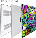 Compatible with MacBook Air 13 inch Case 2025 2024-2022 M4 A3240 M3 A3113 M2 A2681, Plastic Hard Shell&Keyboard Cover&Screen Film&Webcam Cover for MacBook Air 13.6 inch Case, Cool Graffiti