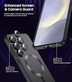 Magnetic for Samsung Galaxy S24 Plus Case [Compatible with MagSafe][Built-in Camera Lens Protector] Slim Soft Silicone Bumper Shockproof Metallic Luster Phone Case (Black)