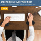 VANKEY 2 Pack Mouse Wrist Rest, Ergonomic Desk Wrist Pad for Mouse, Comfortable Computer Mouse Wrist Support with Memory Foam Fillings, Non-Slip Base (Black)