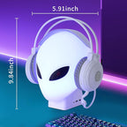 RGB Headphone Stand with Music Rhythm Light, 8-Color LED Gaming Headset Holder with USB & Type-C Charging Ports, Voice-Activated Light for PC Desk Setup, Gamer Gifts for Men & Boys
