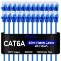 Rapink Patch Cables Cat6a 2ft (24 Pack) Slim, Cat6a Ethernet Patch Cable 10G Support, Snagless Cat 6 Patch Cable for Patch Panel to Switch, Flexiable Cat 6a Ethernet Cable with Gold Plated