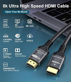 Certified 10K 8K HDMI 2.1 Cable 20 FT, 48Gbps Ultra High Speed HDMI Cable with Ethernet 4K 240Hz 165Hz 144Hz 120Hz 8K60Hz eARC HDCP2.3 HDR10+ PC Laptop TV Monitor Projector