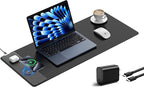 TopMade Mouse Pad with 15W Fast Wireless Charging, 31.5"x11.81" XL Large Gaming Mousepad, Waterproof Desk Pad, Classic Black Computer Desk Mat(Includes 20W PD Power Adapter & 6.56ft Woven Cable)