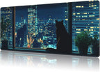 Mouse Pad Large Black Cat Non-Slip Gaming Desk Mat with Stitched Edge Laptop Keyboard Desk Pad for Work Home Gaming (35.4 x 15.7 Inches)