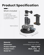 4.5" Suction Cup Camera Mount Universal Car Mount for Osmo 360 Camera, Phones, for Go-pro, for Insta360 Action Cams with 3.84" Magic Arm