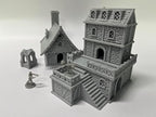 Medieval Miniature Building Terrain Set Compatible with Tabletop RPG War Games, Dioramas Building Set, Paintable, Gift for Tabletop Hobby Enthusiasts by HAUTICO (18mm Scale)
