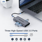 USB C Hub, QGeeM USB 4k to HDMI Adapter, 7 in 1 USB-C Dongle with 100W PD,USB 3.0, Card Reader, Compatible for MacBook iPhone 15/16 Ipad Pro max,Chromebook Laptop USB Type C Dock-Classic Grey