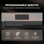 WK84 USB-C Wired Wooden Mechanical Keyboard, 75% Layout 84 Keys, RGB Backlit, Hot-Swappable Green Switches, QMK/VIA Programmable, for Gaming & Typing