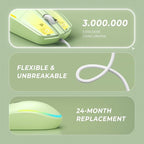seenda Wired Mouse - USB Computer Mouse Wired with RGB Backlit Optical LED Mouse with Attached USB Cord for Laptops Notebooks Chromebook - Green