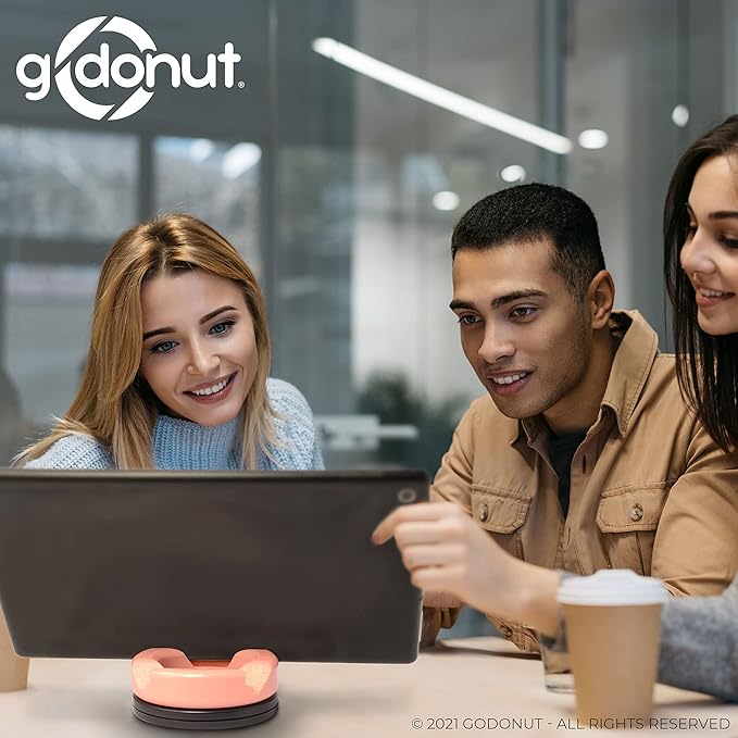 GoDonut – Phone Stand 360 Swivel – Cell Phone Holder + iPad Stand Desk Organizer - Compatible with Tablet, iPhone, Kindle & Most Smartphones – Yellow