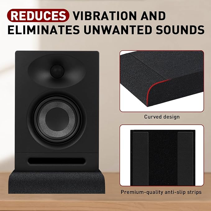 Focusound Studio Monitor Isolation pads for 6-8 Inches Monitors, 2 Pack High Density Acoustic Speaker Isolation Pads Foam
