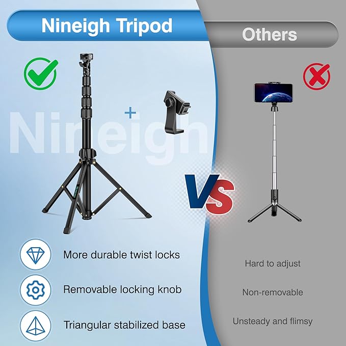 88" Tripod for iPhone, Phone Tripod with Gooseneck and Remote, Portable Cell Phone Tripod Compatible with Smartphone/Camera/Gopro, iPhone Tripod Stand for Video Recording Selfies Vlogging