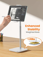 tounee Portable Monitor & Tablet Holder Stand, 4.4lb (2kg) Holding Strength, Height Adjustable Up to 18.11", Ideal for 4.7"-16" Devices (15.6" Portable Monitors, iPad, iPhone, Kindle)-White