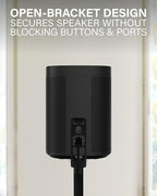 SANUS Adjustable Height Wireless Speaker Stands Designed for Sonos One, One SL, and Play:1 - Tool-Free Adjustment up to 16" and Built-in Cable Management (Black)