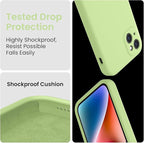 FireNova Designed for iPhone 13 Case, Silicone Upgraded [Camera Protection] Phone Case with [2 Screen Protectors], Soft Anti-Scratch Microfiber Lining Inside, 6.1 inch, Tea Green