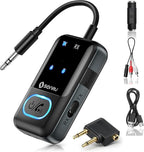 SONRU Bluetooth 5.3 Transmitter Adapter for Airplane 2-in-1 Wireless Bluetooth Audio Transmitter Receiver for 3.5mm Aux Jacks on Flight/TV/Gym Equipment, for up to 2 Wireless Headphones, Cell Phones