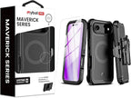 M MYBAT PRO for iPhone Air Case with Belt Clip Holster, [Compatible with Magsafe] w/Screen Protector, Anti-Drop, Shockproof, w 360°Rotating Kickstand,Heavy Duty Protection (Black)