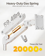 monTEK Dual Monitor Arm for up to 57" and 59.4 lbs Ultrawide Screen, Aluminum Heavy-Duty Gas Spring Vertical Stackable Curved Screen Adjustable Monitor Stand, 75/100mm Vesa Mount, White