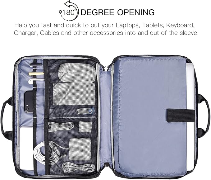 14 15 Inch Waterproof Laptop Sleeve Men Women TSA Briefcase for MacBook Pro 14 M4/M3/M2/M1, Macbook Air 15 M4/M3, Dell Inspiron 14/XPS 15, Lenovo Acer HP ASUS Chromebook 14 Carring Case, Black