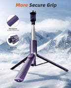 62" Phone Tripod & Selfie Stick, Tripod for iPhone with Remote, All-in-1 Cell Phone Stand, Portable, Extendable Stand for Selfies Video Recording Vlog, Compatible with iPhone Android (Purple)